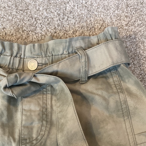 Abercrombie kids paper bag waist high rise shorts green and white tie dye - Picture 3 of 4